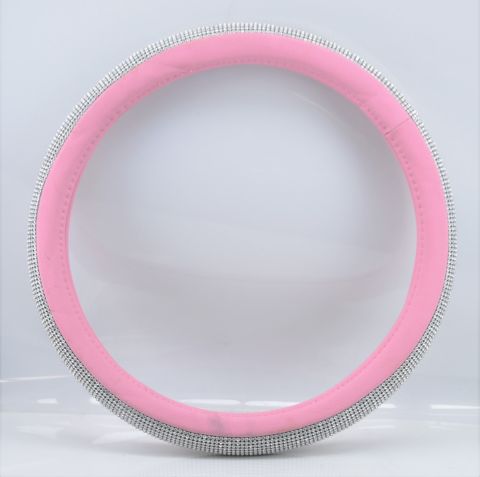 Steering Wheel (Pink Diamond Encrusted Leather) Cover - SWC 003