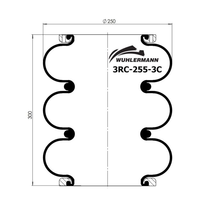 Convoluted Air Spring - 3RC-255-3C