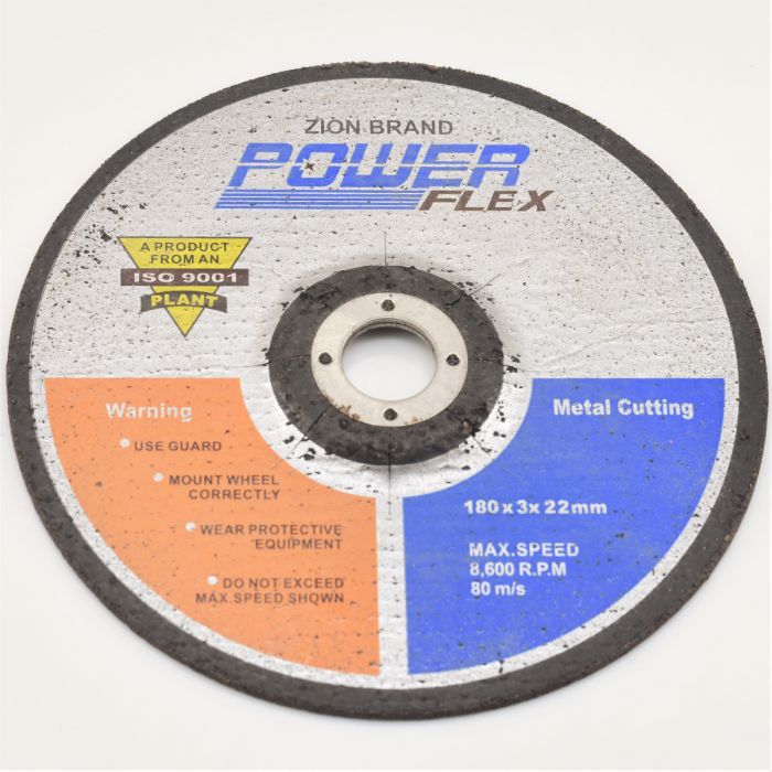 Power Flex Metal Cutting Disc 180x3x22mm - ISO 9001