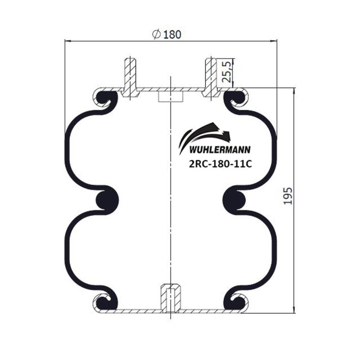Convoluted Air Spring - 2RC-180-11C